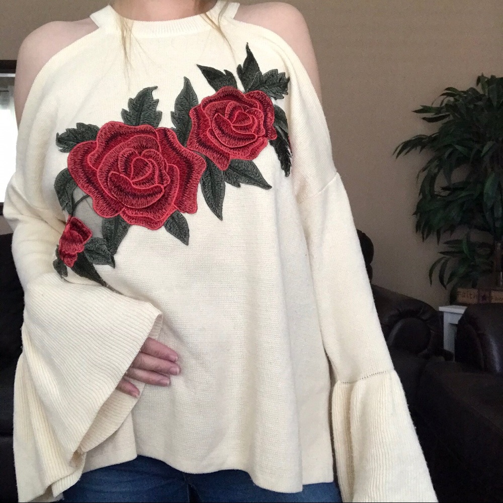 Bell Sleeve Rose Top